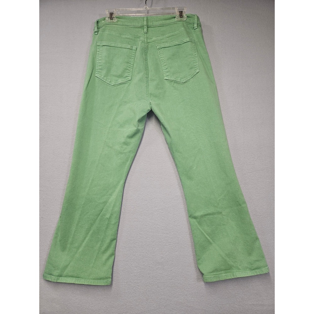 Loft The Kick Crop Green High Rise Flared Jeans Size 31 12 Made and Loved - Picture 2 of 12